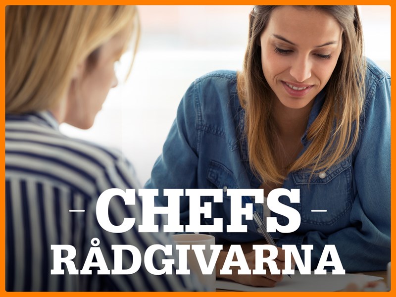 Två peroner i samtal. Text: Chefsrådgivarna.