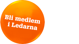 Orange boll med text: Bli medlem i Ledarna.